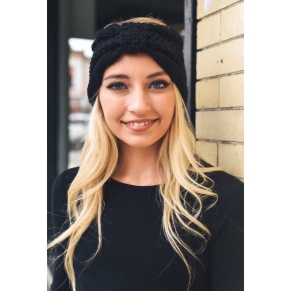 Black ear warmer headband